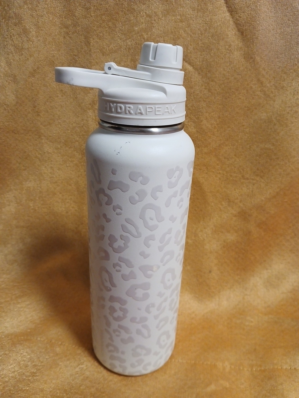 Hydrapeak White Leopard Print Stainless Water Bottle